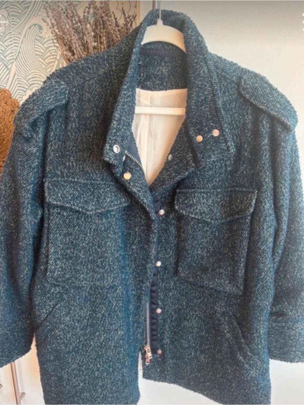 Antik Batik (Paris)  Dark Teal Textured Military Field Jacket. Women’s large